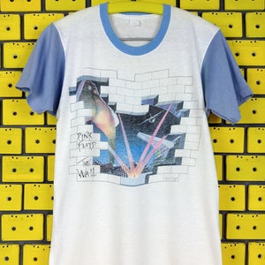 Vintage 80s Pink Floyd The Wall T-Shirt Progressive Art Psychedelic Pop Rock Band Merch Tee Size S