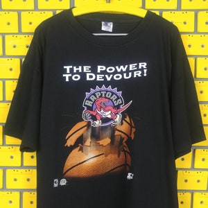 Koszulka Vintage 1994 NBA Toronto Raptors T-Shirt The Power To Devour Canadian Basketball Team Starter Promo Merch Rozmiar kwadratowy XL/XXL