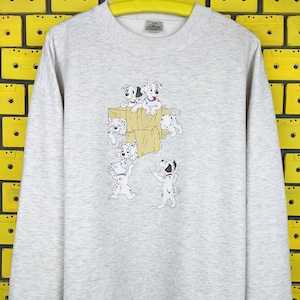 Sudadera vintage de los años 90 con cuello redondo de los 101 dálmatas, dibujos animados de Disney, talla S/M