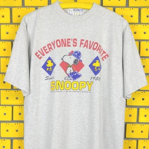 Vintage 90s Snoopy Joe Cool T-Shirt Size L Peanuts Characters Charles Schulz Funny Cartoon Promo Merch Tee