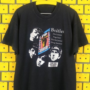 Vintage 90s Beatles T-Shirt Four Lads Who Shook The World"John Lennon Paul McCartney Pop Rock Merch Tee Size XL