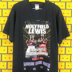 Vintage 1999 Evander Holyfield Lennox Lewis T-Shirt Boxing Fight Promo Merch Tee Size XL