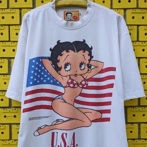 Vintage 1999 Betty Boop T-shirt pin-up bikini babe cartoon merchandise T-shirt maat M/L