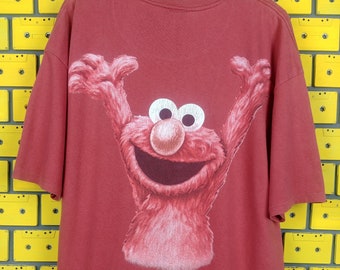 Vintage 90s Sesame Street T-Shirt Elmo Monsterwear Cookie Monster The Muppet Jim Henson Comedy TV Show Cartoon Characters Merch Tee Size XL