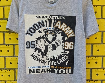 Vintage 90s FC Newcastle United T-Shirt Monty Magpie Mascot Soccer Football Merch Tee Size S