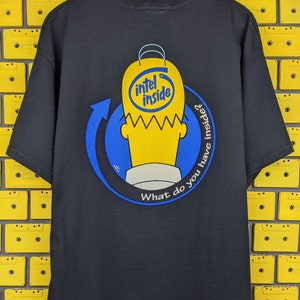 Vintage 1998 The Simpsons T-Shirt Homer Simpson Intel Inside Pentium Processor Matt Groening Cartoon Character Merch Tee Size XL