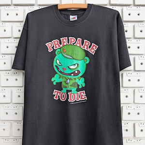 Vintage 2005 Happy Tree Friends-T-shirt Fliqpy Prepare To Die geanimeerde tv-serie voor volwassenen T-shirt met merchandise, maat M