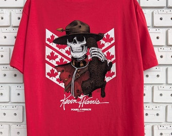 Vintage 00s Powell Peralta T-shirt Kevin Harris Skeleton Mountie