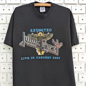 Vintage 2005 Judas Priest T-Shirt Reunited Concert Tour Angel Of Retribution Album Promo British Heavy Metal Band Merch Tee Size L