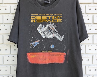 Camiseta vintage de 1994 "Destiny In Space", documental promocional, camiseta gráfica de astronauta, talla L