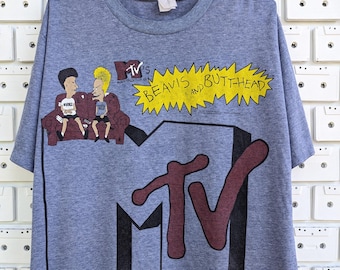 Koszulka Vintage 1994 MTV Beavis i Butt-Head dla dorosłych, animowany serial komediowy, czarna komedia, gadżety, rozmiar koszulki: skrócony XL