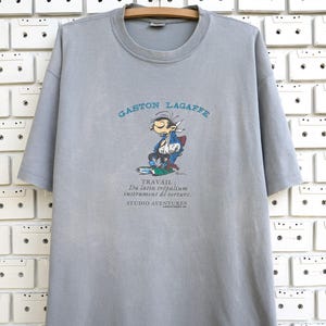 Koszulka Vintage 1994 Gaston Lagaffe Europejska postać z komiksu Studio Aventures Merch Tee Rozmiar XL