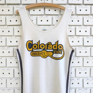 Vintage 70s Colorado State University Tank Top Champion Blue Bar Tag College Sportswear Made In USA Size M/L