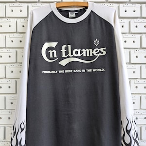 Rare Vintage 00s In Flames Long Sleeve Shirt &quot;Probably The Best Band In The World&quot; Swedish Melodic Death Alternative Metal Merch Tee Size L