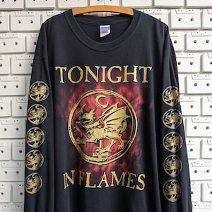 Vintage 00s Cradle Of Filth Shirt Tonight In Flames Schwarz Gothic Death Metal Langarm Merch T-Shirt Größe XL