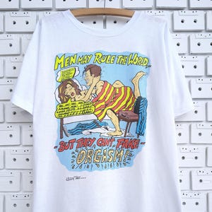 Vintage 90s Adult Humor T-Shirt Sex Joke Funny Cartoon Graphic Print Krazy Teez Tee Size XL