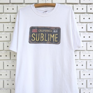 Vintage 1997 Sublime Band T-Shirt License Plate Graphic Ska Punk Reggae Alternative Rock Skunk Records  Merch Tee Size L