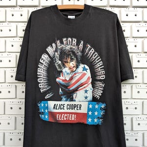 Vintage 2001 Alice Cooper Elected T-Shirt Hard Shock Glam Rock Heavy Metal Merch Tee Size XL