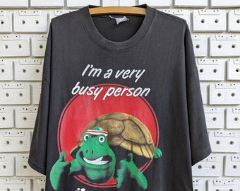 Vintage 1991 Frank The Tortoise T-Shirt Creature Comforts  British Claymation Cartoon Aardman Animations Merch Tee Size XL