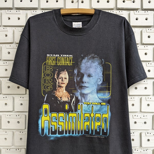 Vintage 2001 Star Trek First Contact T-Shirt Borg Queen "You Will Be Assimilated" Sci Fi Science Fiction TV Series Promo Merch Tee Size L