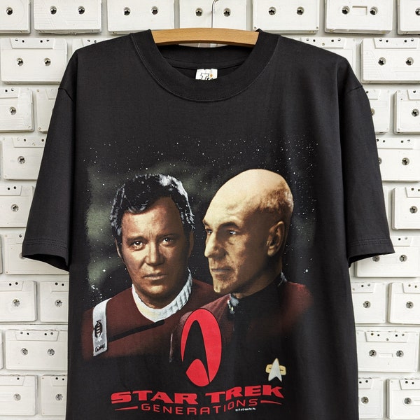 Vintage 1996 Star Trek Generations T-Shirt Sci Fi Movie Science Fiction Film Paramount Pictures Promo Merch Tee Size M