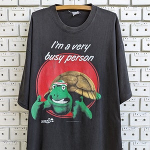 Vintage 1991 Frank die Schildkröte T-Shirt Kreatur Komforts British Claymation Cartoon Aardman Animations Merch Tee Größe XL