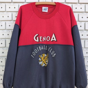 Vintage 90s Genoa FC Sweatshirt Italian Football Soccer Team Grifone Merch Sweater Size L