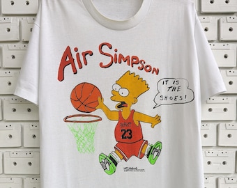 Koszulka z lat 90. Air Bart Simpson Chicago Bulls Michael Jordan The Simpsons Merch Tee Rozmiar L