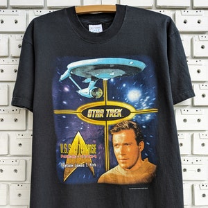 Vintage 2000 Star Trek T-Shirt USS Enterprise Captain Kirk Sci Fi Science Fiction TV Series Paramount Pictures Promo Merch Tee Size M