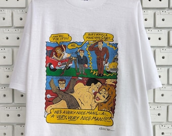 Vintage 90s Krazy Teez T-Shirt Funny Adult Joke Sex Humor Comics Cartoon Graphic Print Tee Size XL