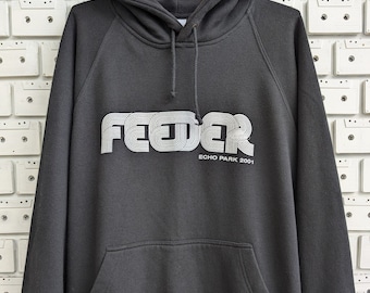 Vintage 2001 Feeder Hoodie Echo Park Album Promo Tour Britpop Alternative Indie Rock Post Grunge Band Merch Size Boxy XL
