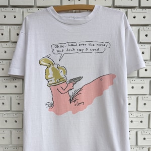 Vintage 80s Dirty Joke T-Shirt Funny Penis Dick Robber Cartoon Graphic Sex Humor Print Tee Size L