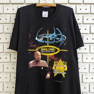 T-shirt Star Trek vintage 2000 Benjamin Sisko Deep Space Nine Sci Fi Fantascienza Serie TV Merch Tee Taglia XL