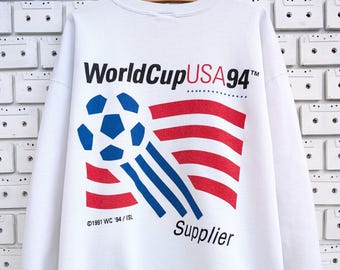 Vintage 1994 Sybase World Cup 94-sweater WK voetbal voetbal merchandise nootmuskaatmolens ronde hals maat L