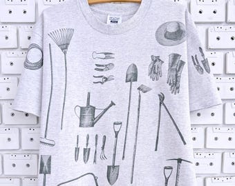 Vintage 1994 Gardening Tools T-shirt Rel-e-vant Products Brand All 