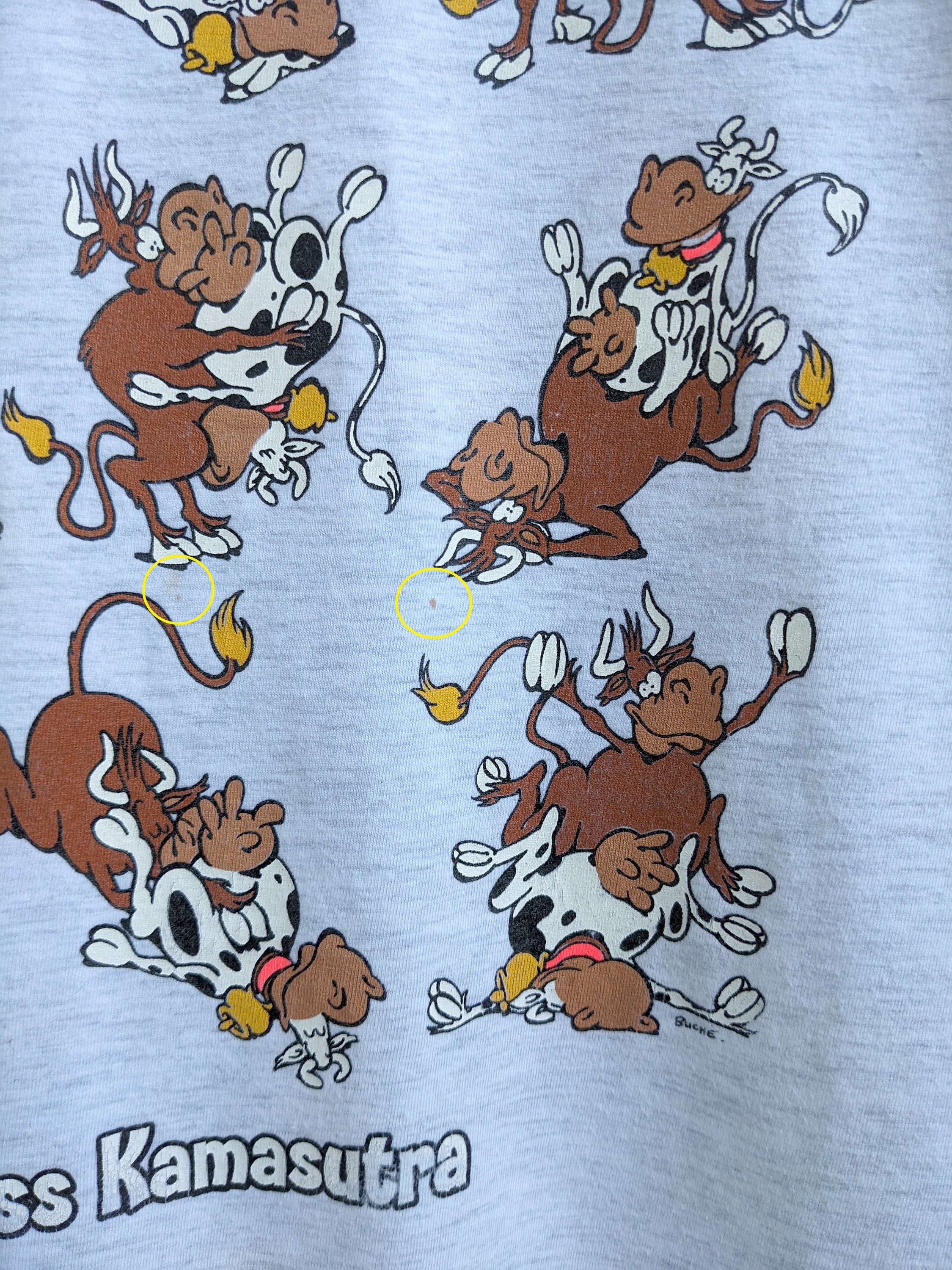 Vintage 00s Animals Sex Position T-shirt Funny Cow Swiss Kamasutra 