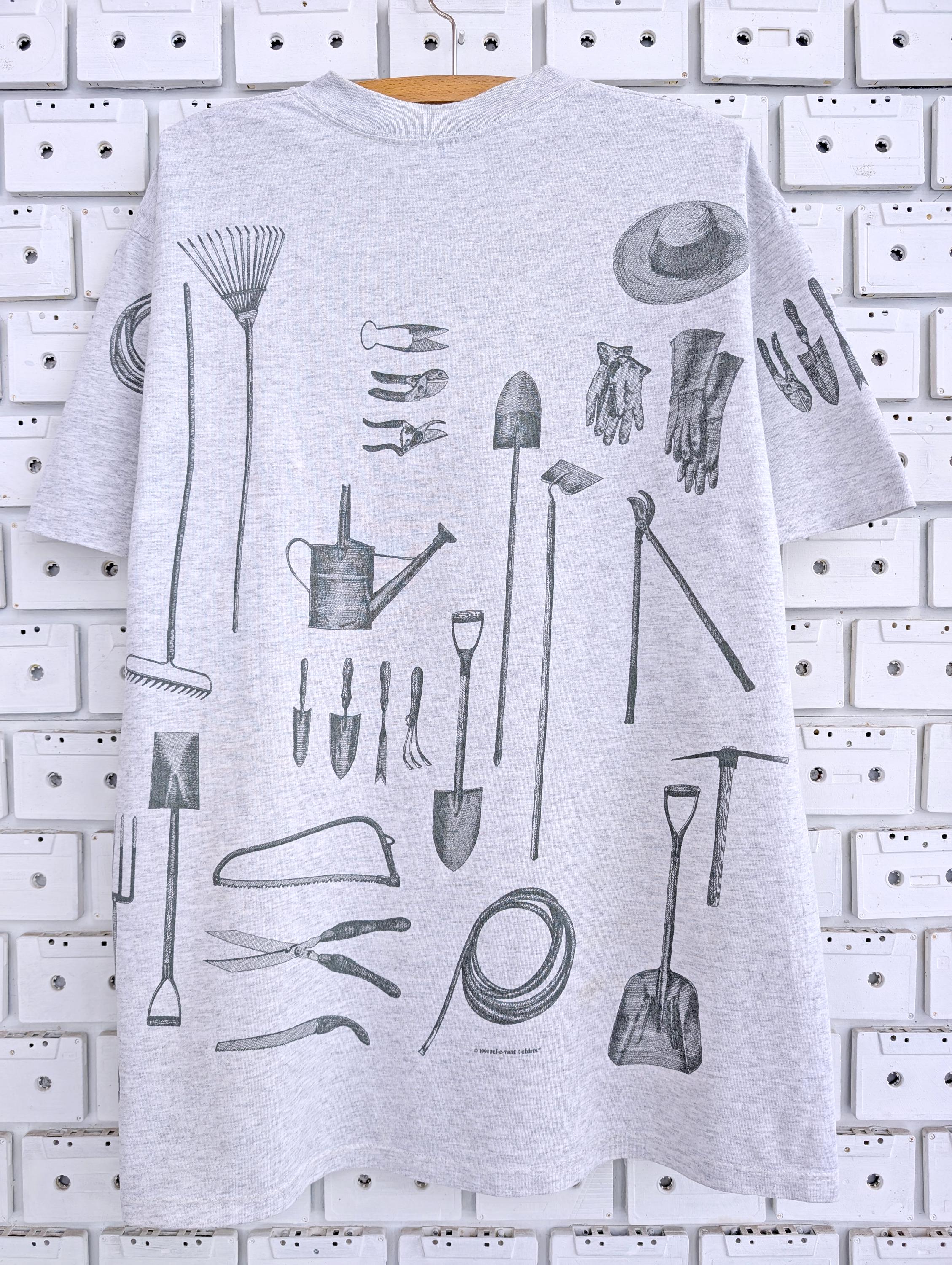 Vintage 1994 Gardening Tools T-shirt Rel-e-vant Products Brand All 