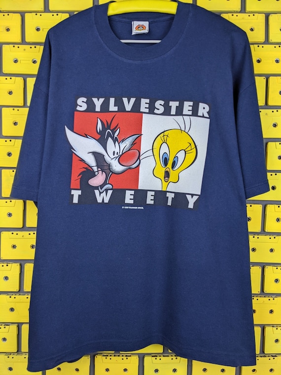 Vintage 1999 Tweety Sylvester T shirt Looney Tunes Cartoon Merch Tommy Hilfiger Parody Tee Size XL Etsy Canada