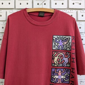 Vintage 90s Keith Haring T-Shirt Pop Art Artist Graphic Print Bootleg Tee Size XL image 7