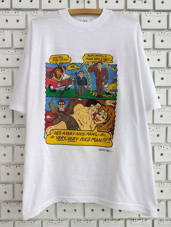 Vintage 90s Krazy Teez T-shirt Funny Adult Joke Sex Humor Comics