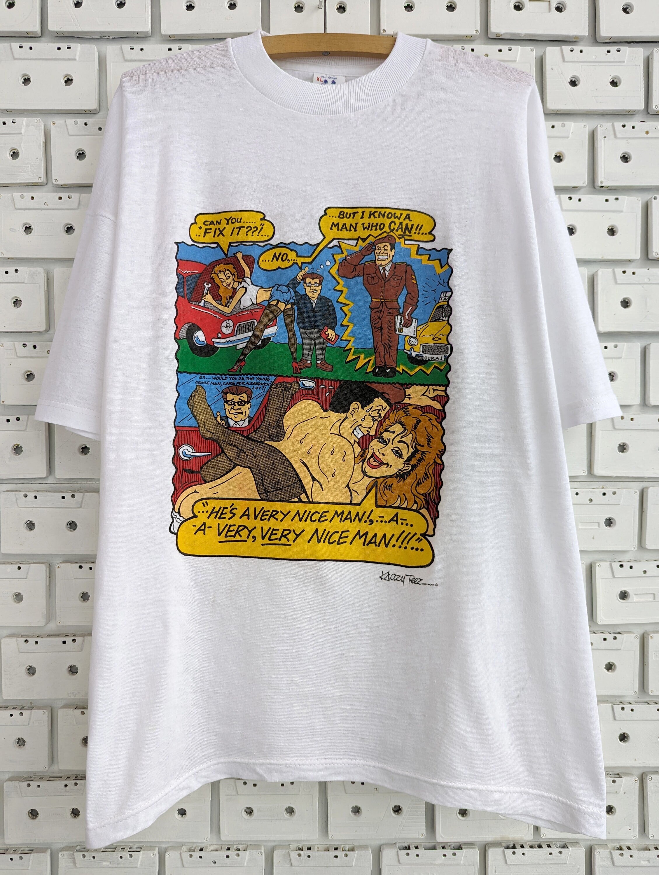 TULTEX / 90s/YO QUIERO SEXO/Tシャツ/L/コットン/WHT/プリント Vintage 90s Krazy Teez T-shirt Funny Adult Joke Sex Humor Comics