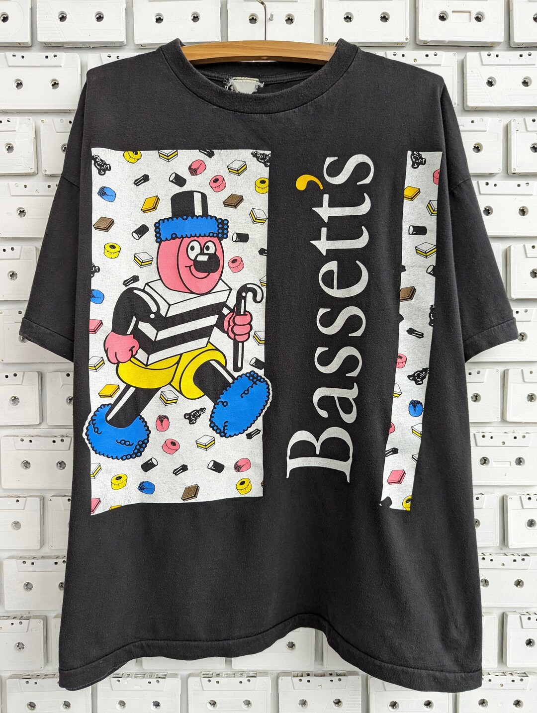 Vintage 90s Bertie Bassett Tshirt Liquorice Allsorts Candy Brand
