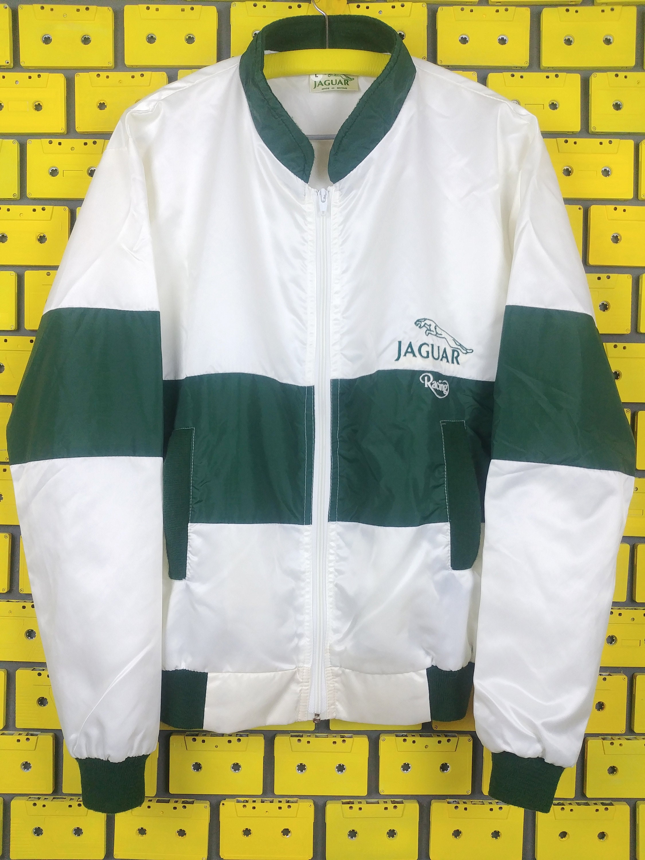 Vintage 80s Jaguar Auto Racing Jacket Formula One F1 Retro Style