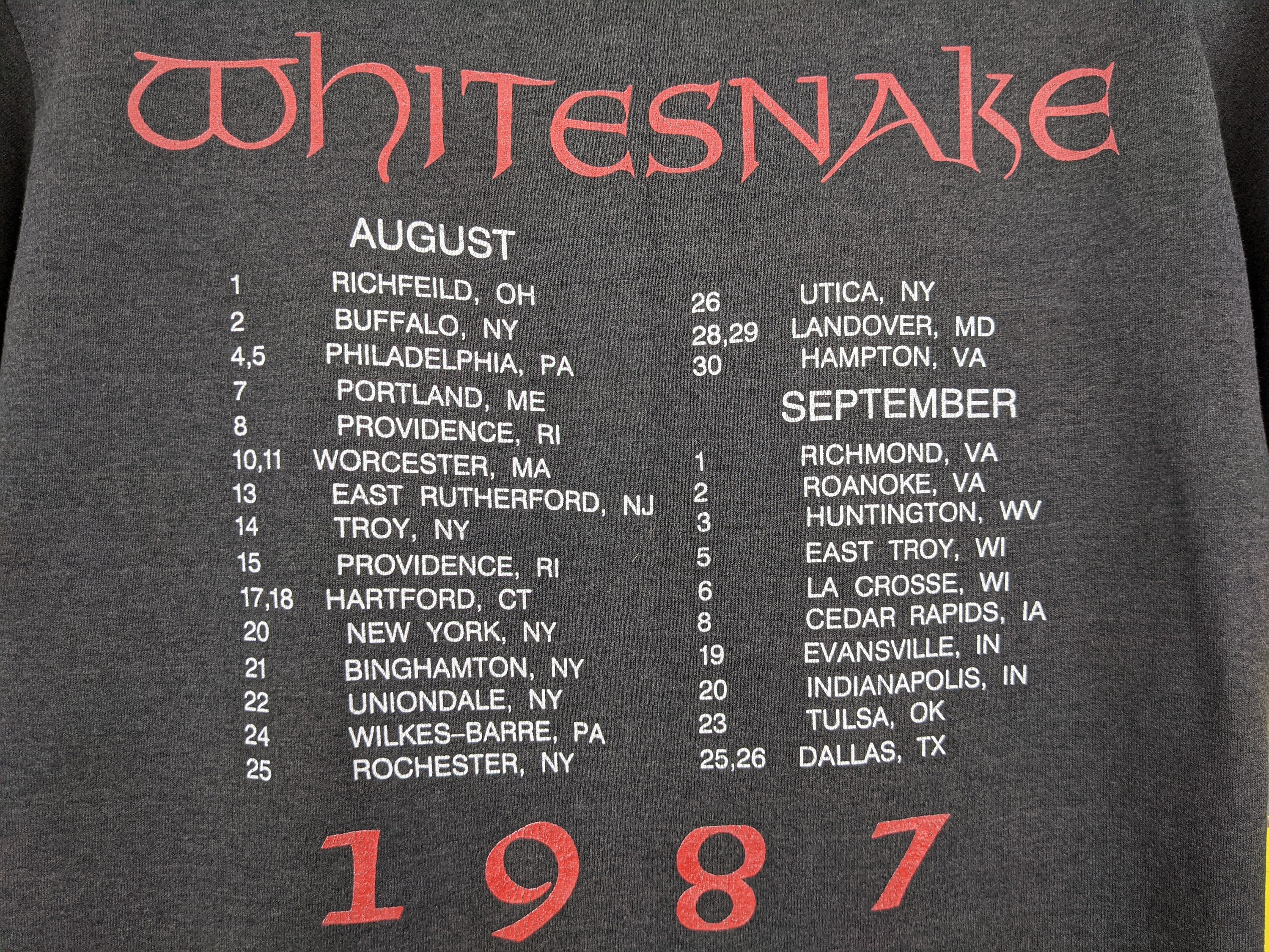 ヴィンテージ 1987 ホワイトスネイク バンド ツアー Tシャツ