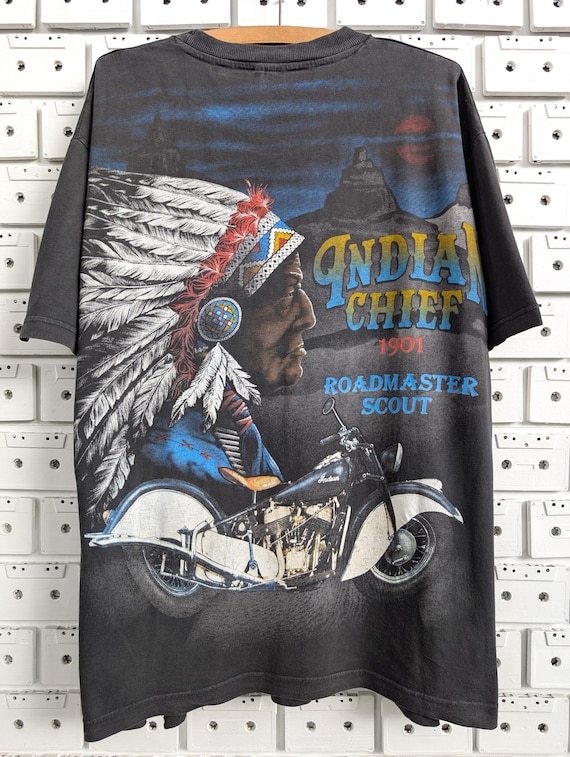 Vintage 90s Indian Chief T-shirt Roadmaster Scout Motorcycle Biker