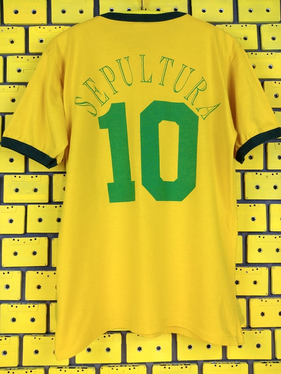 Vintage 90s Sepultura Soccer T-shirt Brazilian Thrash Groove