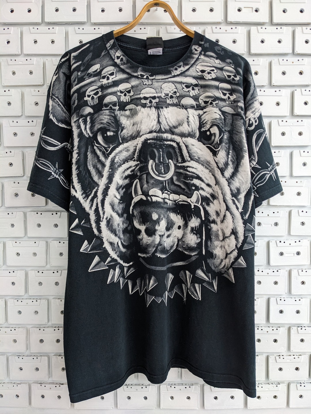 Vintage 00s Biker Bulldog Cats Sucks T-shirt Angry Dog Graphic