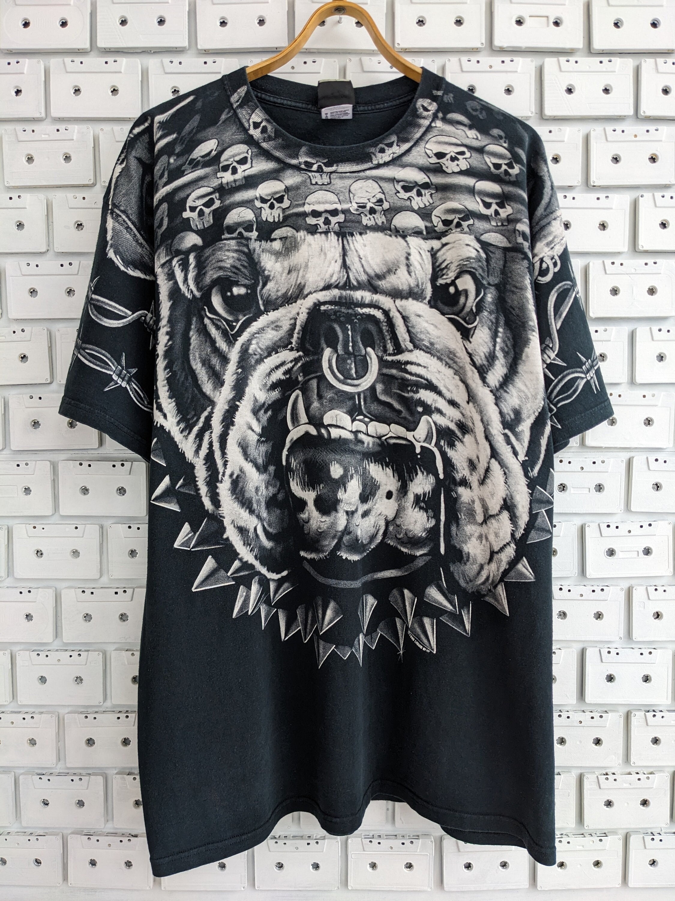 G&F Co.- 1940s SPORTS TEE BULLDOG 黒 Vintage 00s Biker Bulldog Cats Sucks T-shirt Angry Dog Graphic