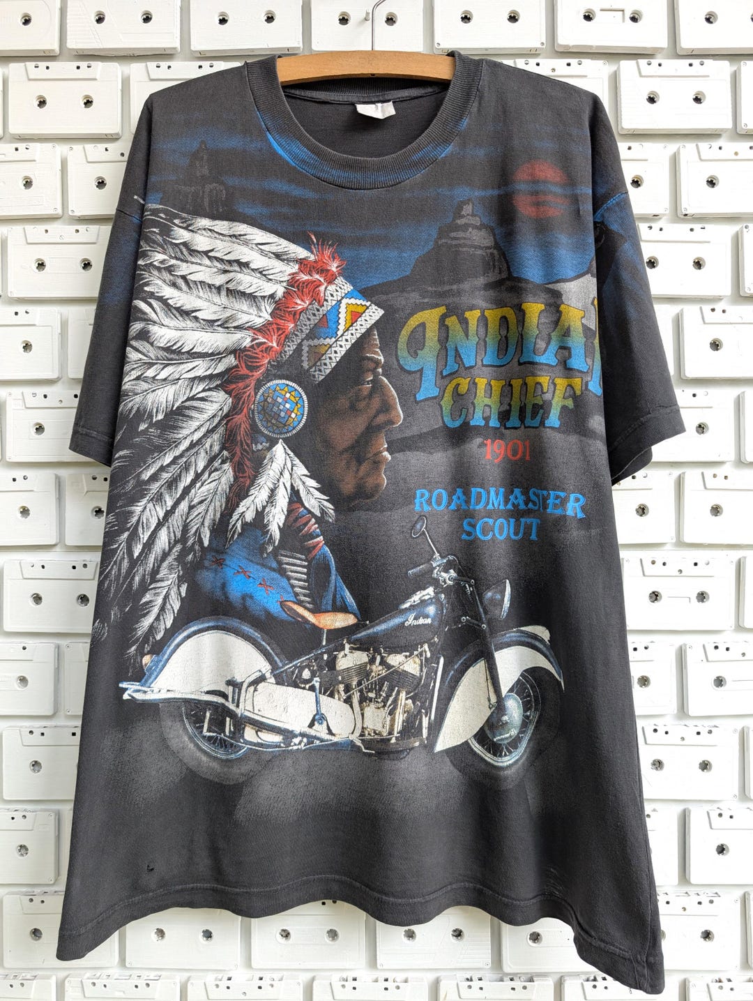 Vintage 90s Indian Chief T-shirt Roadmaster Scout Motorcycle Biker
