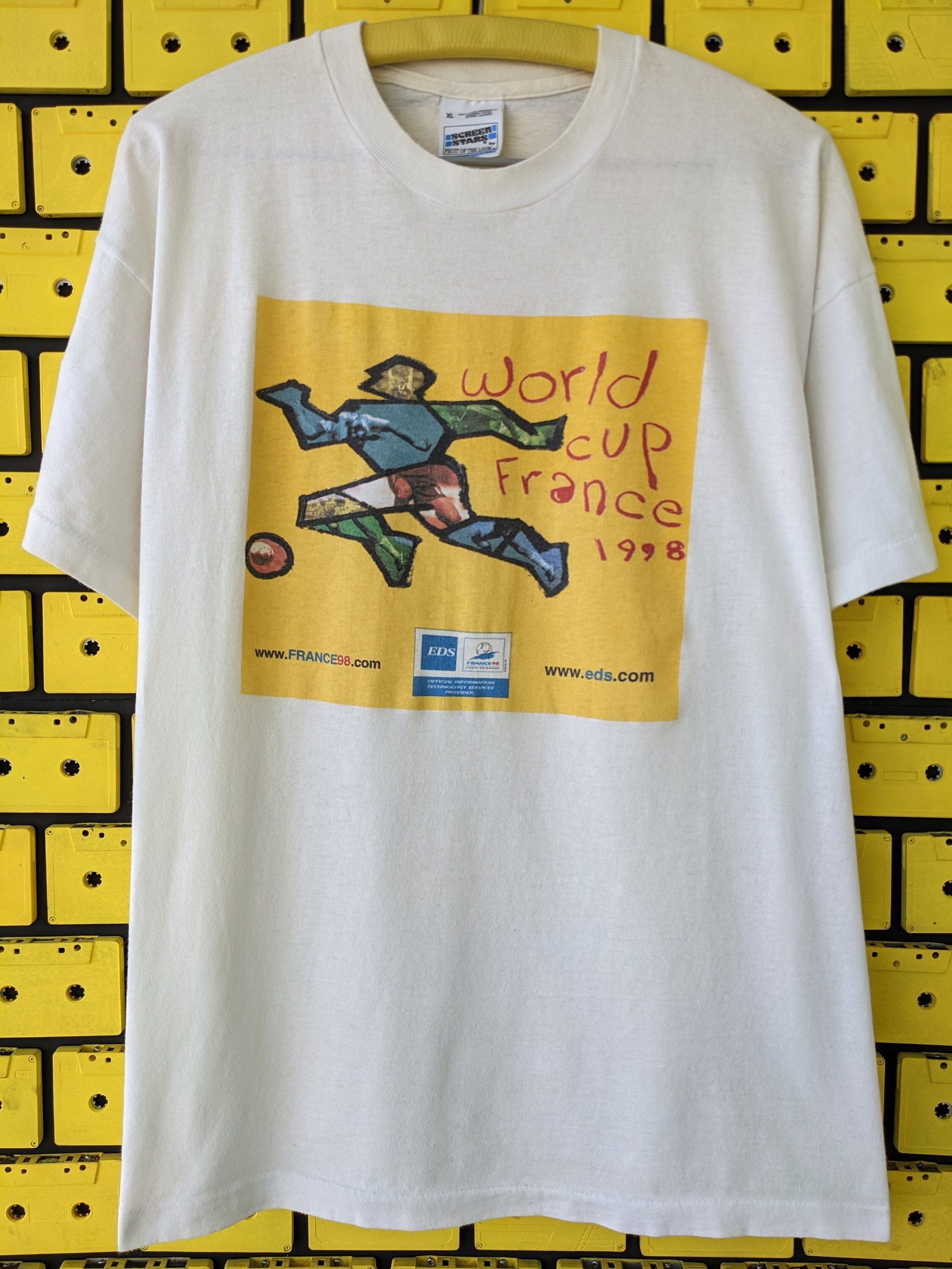 Vintage 1998 France World Cup Soccer T-shirt Football World Championship Screen Stars Merch Tee Size L